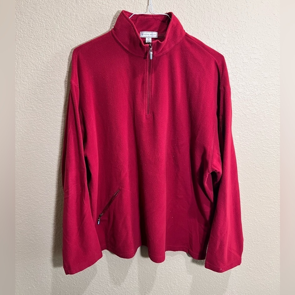 Peter Millar Men's Bold Red Zip-Up Sweater